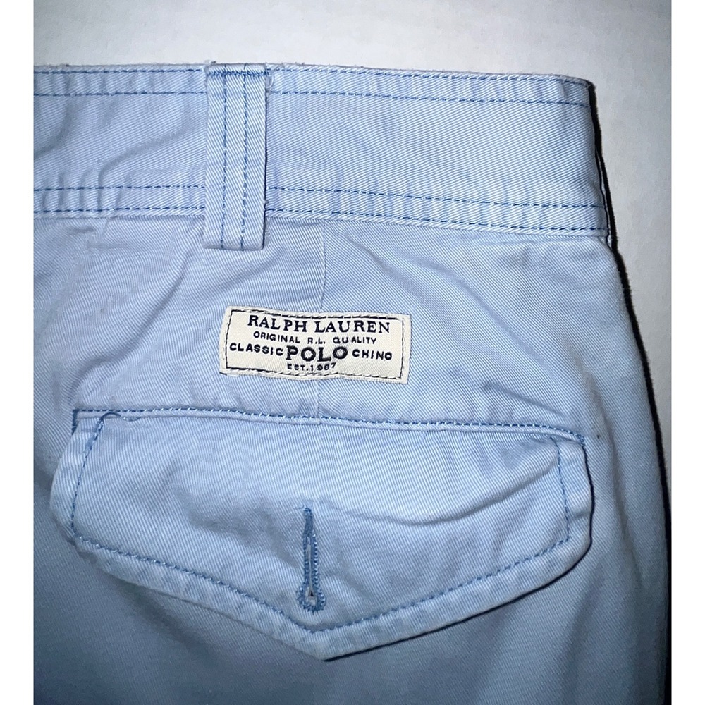 Vintage Polo Ralph Lauren Cargo Shorts Mens‎ 40 Light Blue Classic Chino Cotton